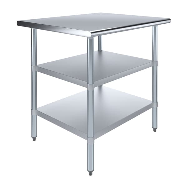 Amgood 30 in. x 36 in. Stainless Steel Table With Two Undershelves AMG WT-3036-2SH - main
